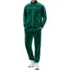 COOFANDY Mens Velour Tracksuits 2 Piece Set Outfits Zip Up Sweatsuits Velvet Jacket Pants Set(Evergreen)