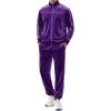 COOFANDY Mens Velour Tracksuits 2 Piece Set Outfits Zip Up Sweatsuits Velvet Jacket Pants Set(Purple)