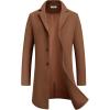 COOFANDY Mens Wool Blend Coat Winter Trench Coats Notched Lapel Collar Single Breasted Overcoat Classic Peacoat With Pockets(Brown)