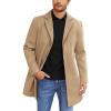 COOFANDY Mens Wool Blend Coat Winter Trench Coats Notched Lapel Collar Single Breasted Overcoat Classic Peacoat With Pockets(Khaki)