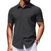 COOFANDY Mens Wrinkle Free Shirts 2025 Short Sleeve Casual Button Down Summer Dress Shirts(Black)