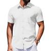 COOFANDY Mens Wrinkle Free Shirts 2025 Short Sleeve Casual Button Down Summer Dress Shirts(White)