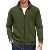 COOFANDY Mens Zip Up Sweatshirt Mock Neck Quilted Jacket Casual Lightweight Sweater Jackets with Pocket(Army Green)