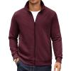 COOFANDY Mens Zip Up Sweatshirt Mock Neck Quilted Jacket Casual Lightweight Sweater Jackets with Pocket(Dark Red)