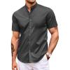 COOFANDY Muscle Fit Dress Shirts for Men Banded Collar Casual Button Down Shirts(Dark Grey)