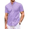 COOFANDY Muscle Fit Dress Shirts for Men Banded Collar Casual Button Down Shirts(Lilac)