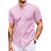 COOFANDY Muscle Fit Dress Shirts for Men Banded Collar Casual Button Down Shirts(Pink)