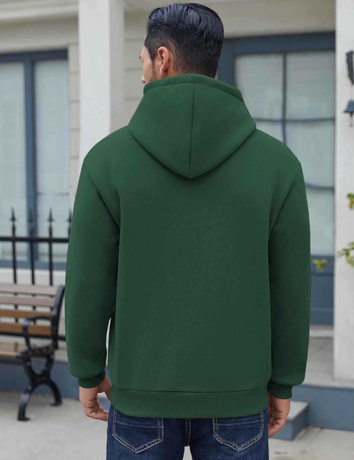 imageCOOFANDY Men Cotton Fleece Hooded Sweatshirt Casual Long Sleeve Hoodies Pullover Fashion Drawstring Hoodie with Kanga PocketLake Green