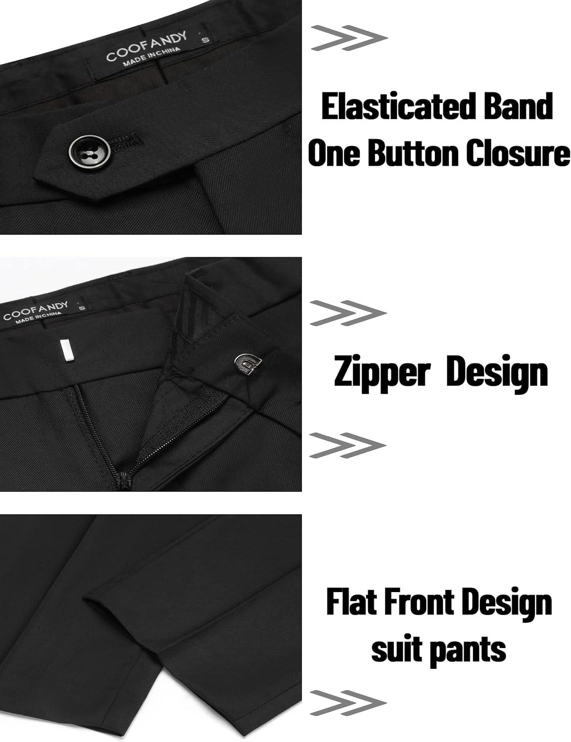 imageCOOFANDY Mens 2 Piece Suits Classic Fit 2 Button Dress Suits Tuxedo Jacket Blazer for Wedding Business Dinner PromBlack One