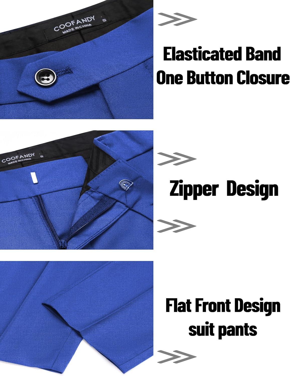 imageCOOFANDY Mens 2 Piece Suits Classic Fit 2 Button Dress Suits Tuxedo Jacket Blazer for Wedding Business Dinner PromBlue