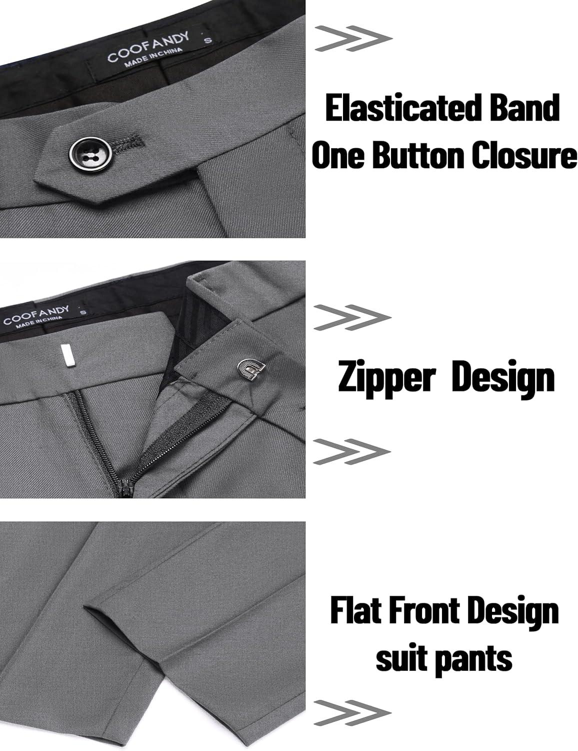 imageCOOFANDY Mens 2 Piece Suits Classic Fit 2 Button Dress Suits Tuxedo Jacket Blazer for Wedding Business Dinner PromGrey