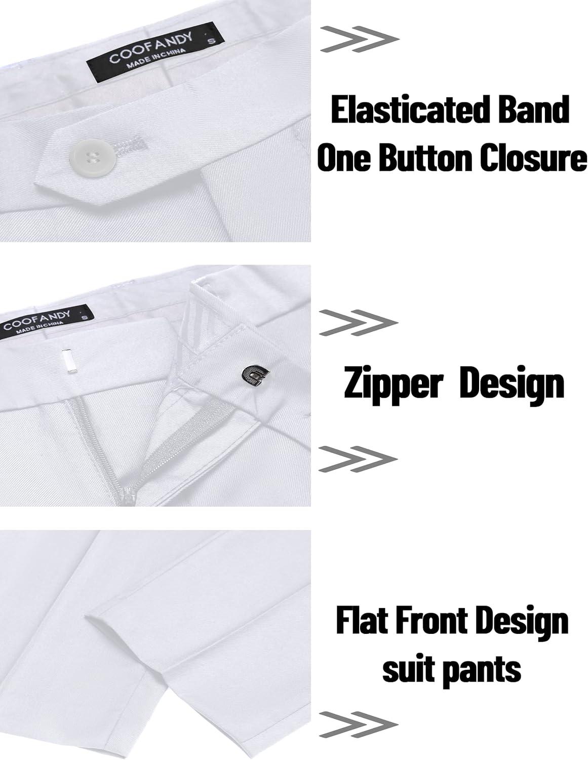 imageCOOFANDY Mens 2 Piece Suits Classic Fit 2 Button Dress Suits Tuxedo Jacket Blazer for Wedding Business Dinner PromWhite