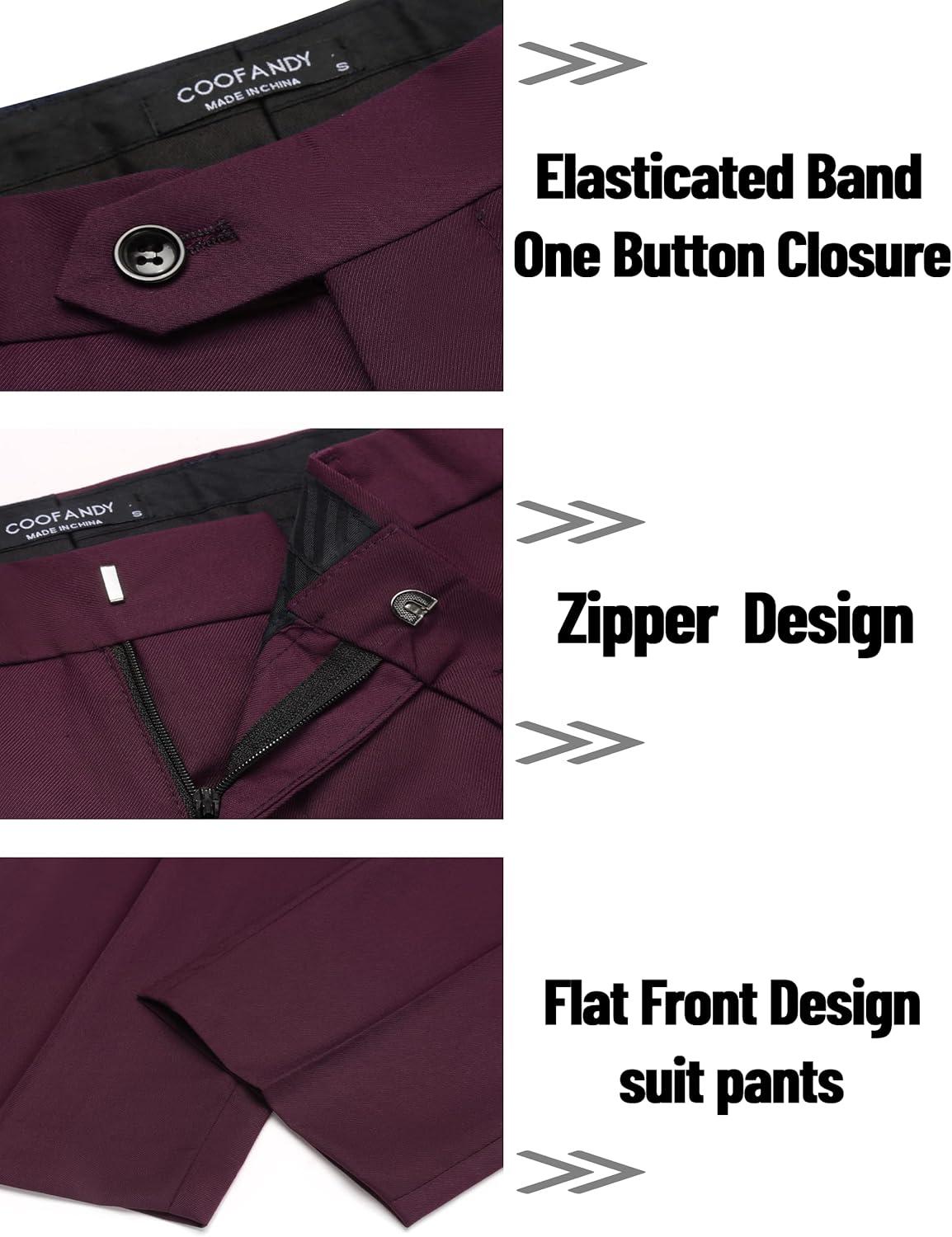 imageCOOFANDY Mens 2 Piece Suits Classic Fit 2 Button Dress Suits Tuxedo Jacket Blazer for Wedding Business Dinner PromWine Red