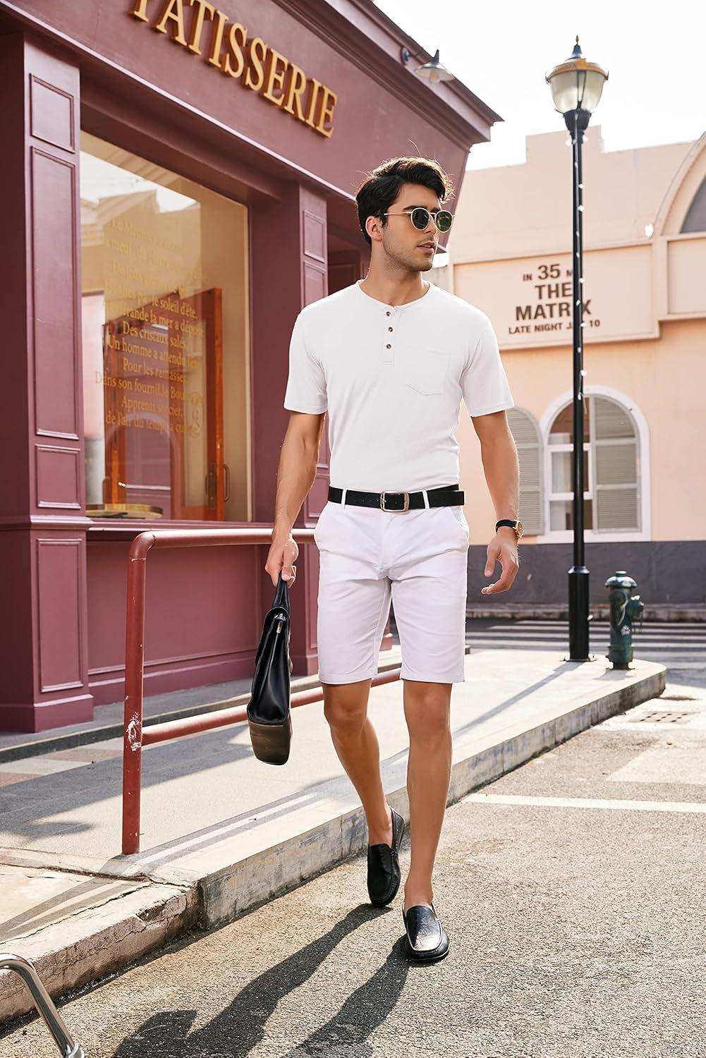 imageCOOFANDY Mens 3 Pack Henley Shirts Short Sleeve Casual Basic Tees Classic Henley Summer Solid T Shirts with PocketArmy GreenWhiteBlue