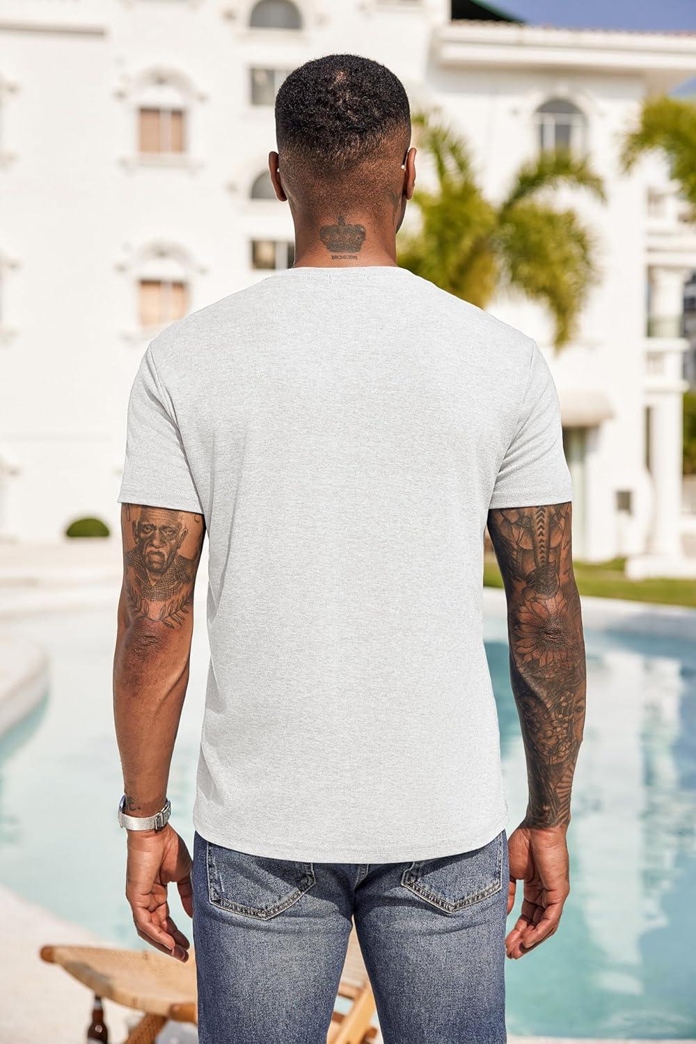 imageCOOFANDY Mens 3 Pack Henley Shirts Short Sleeve Casual Basic Tees Classic Henley Summer Solid T Shirts with PocketWhite