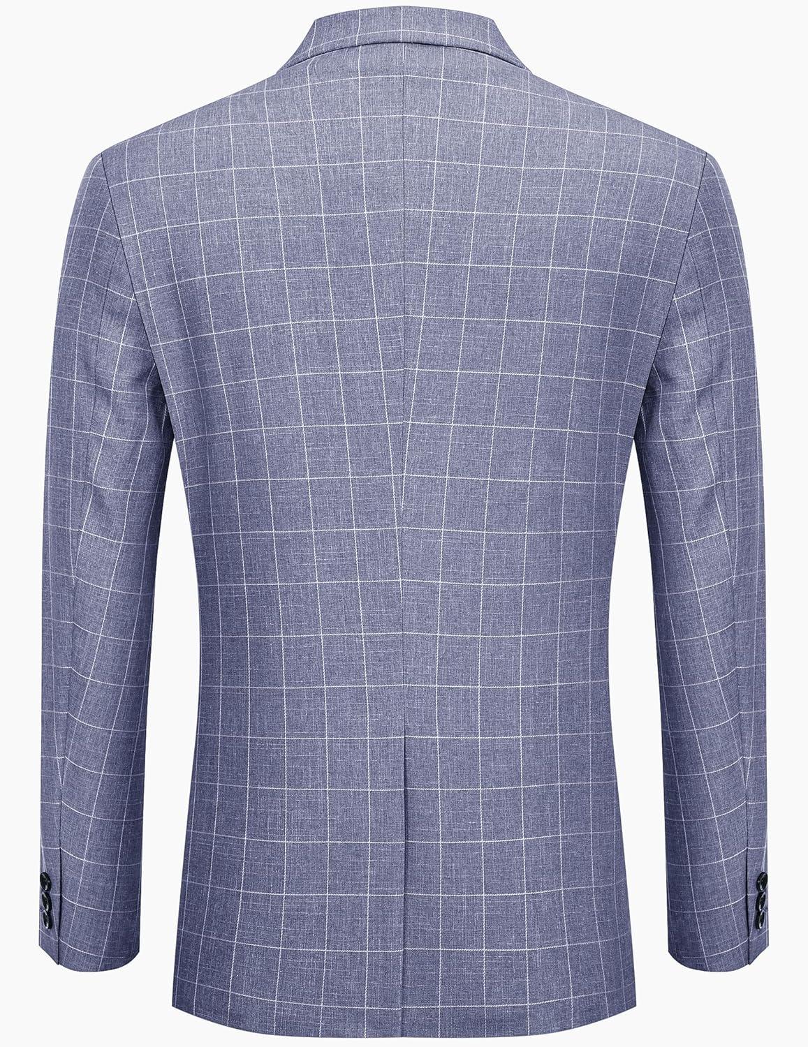 imageCOOFANDY Mens Blazer Casual Two Buttons Sport Coats Lightweight Suit JacketCheckered Blazer Blue