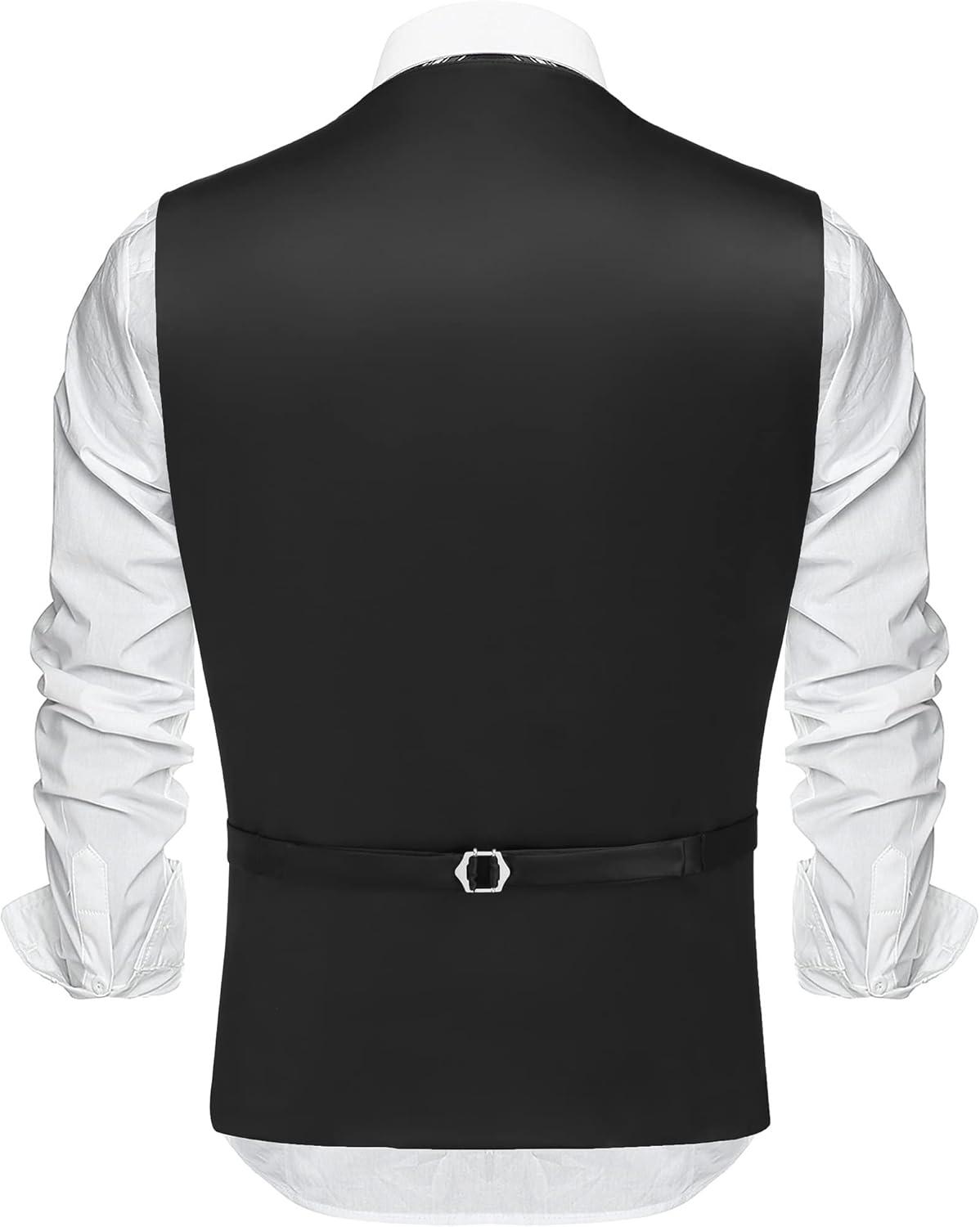 imageCOOFANDY Mens Business Suit Vest Casual Dress Vest Slim Fit Formal WaistcoatBlack