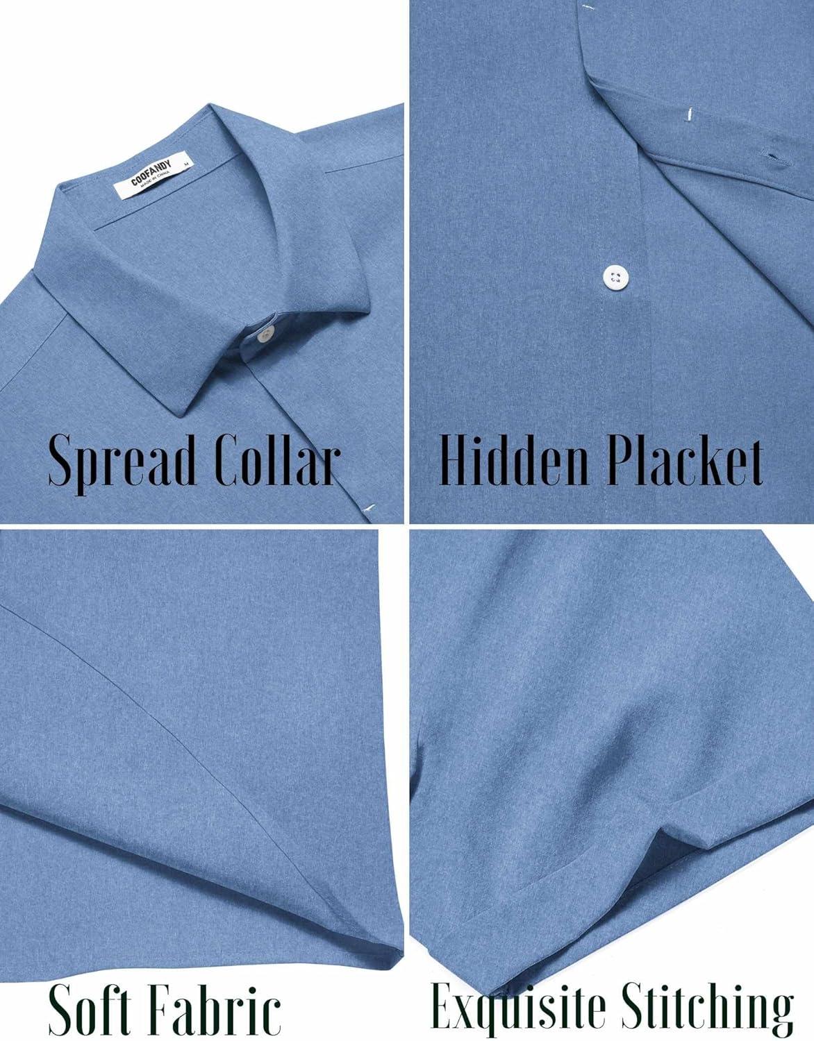 imageCOOFANDY Mens Button Down Shirts Short Sleeve Casual Summer Beach Shirts for Men Vacation Wedding Linen ShirtBlue