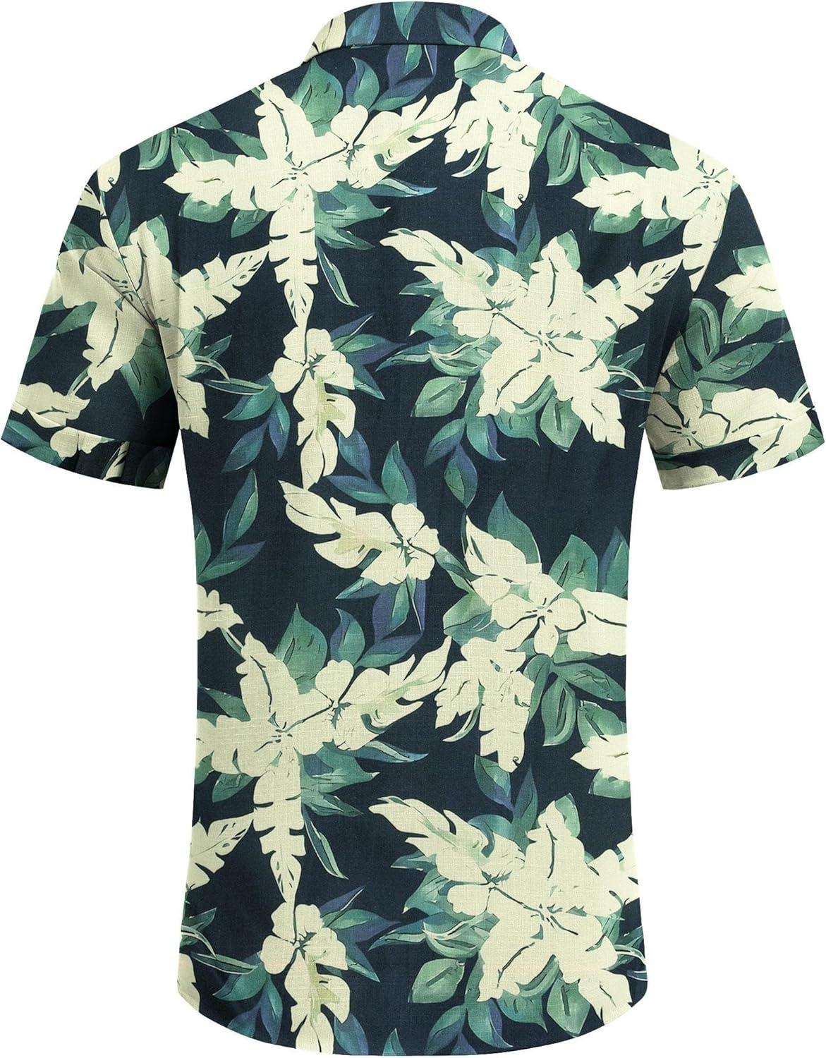imageCOOFANDY Mens Button Down Shirts Short Sleeve Casual Summer Beach Shirts for Men Vacation Wedding Linen ShirtBluewhite Floral