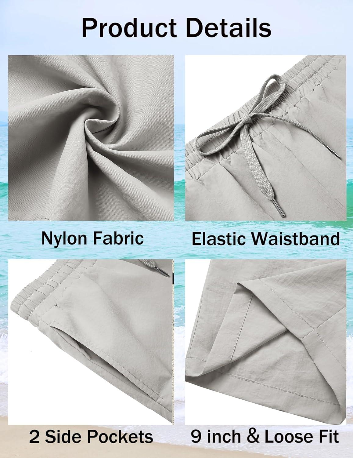imageCOOFANDY Mens Casual Beach Shorts Summer Elastic Waist Shorts Lightweight Drawstring Golf ShortsGrey