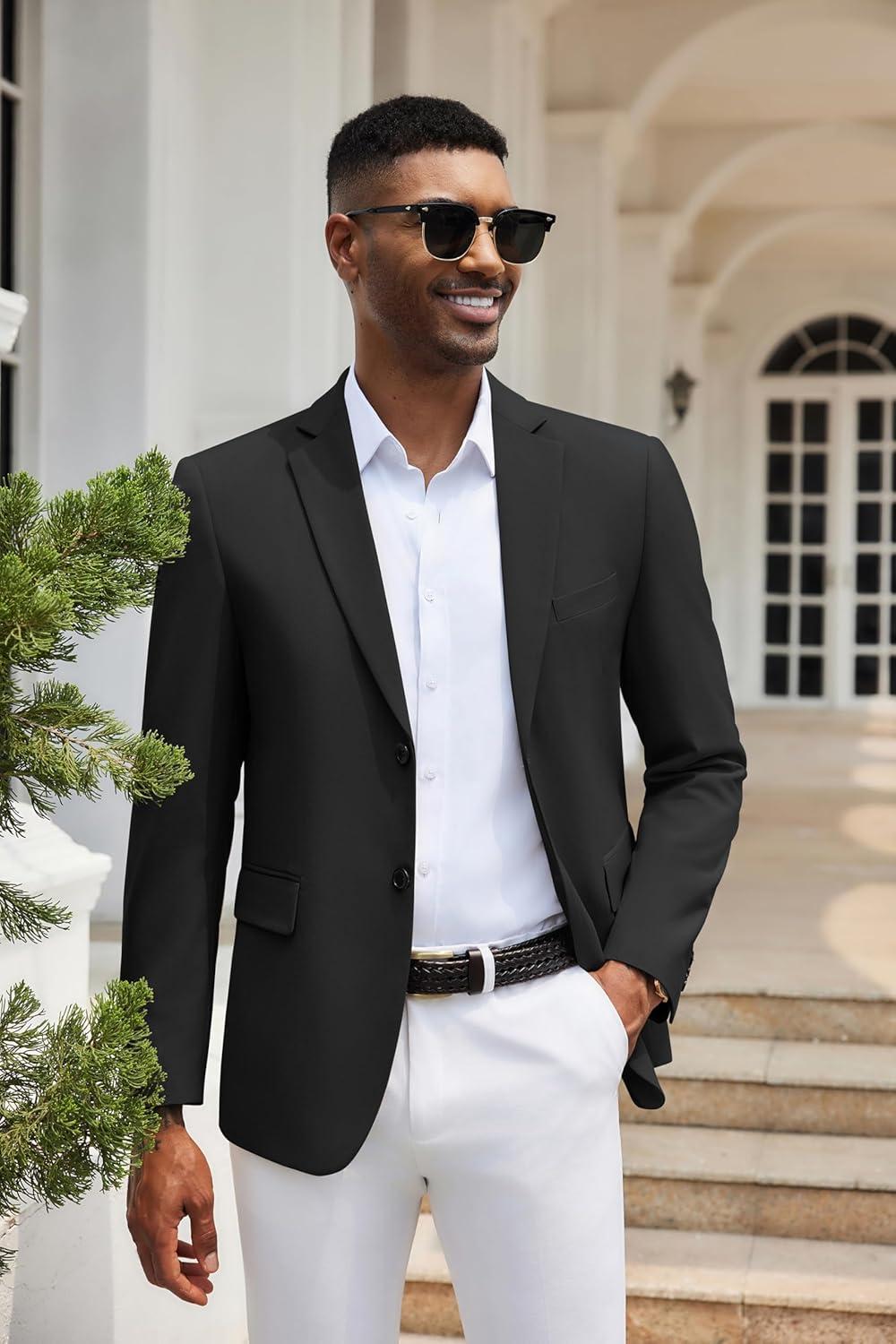 imageCOOFANDY Mens Casual Blazer Lightweight Suit Jacket Slim Fit Sport Coats for MenBlack