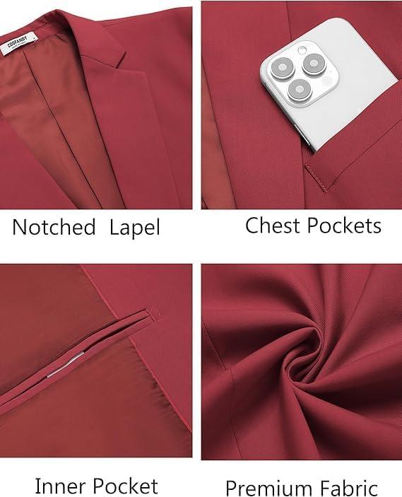 imageCOOFANDY Mens Casual Blazer Lightweight Suit Jacket Slim Fit Sport Coats for MenDark Red