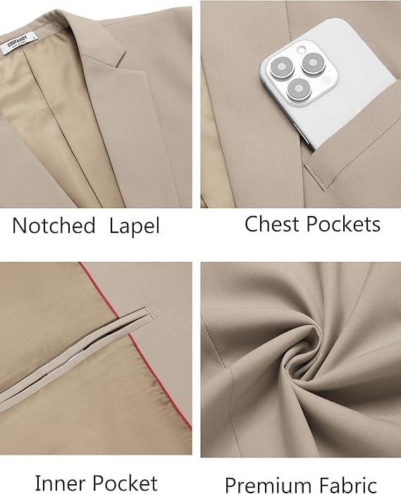 imageCOOFANDY Mens Casual Blazer Lightweight Suit Jacket Slim Fit Sport Coats for MenKhaki