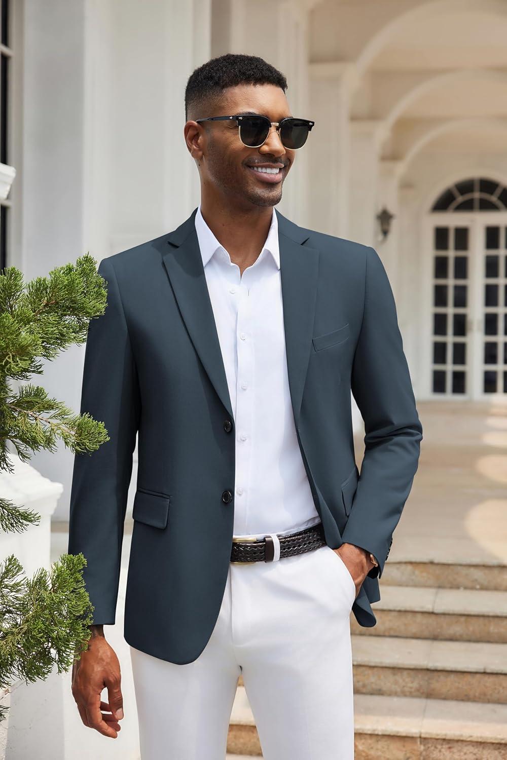 imageCOOFANDY Mens Casual Blazer Lightweight Suit Jacket Slim Fit Sport Coats for MenNavy Blue