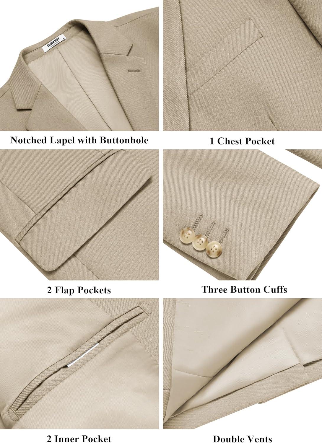 imageCOOFANDY Mens Casual Blazer Slim Fit Two Button Lightweight Sport Coats Business Suit JacketLight Khaki