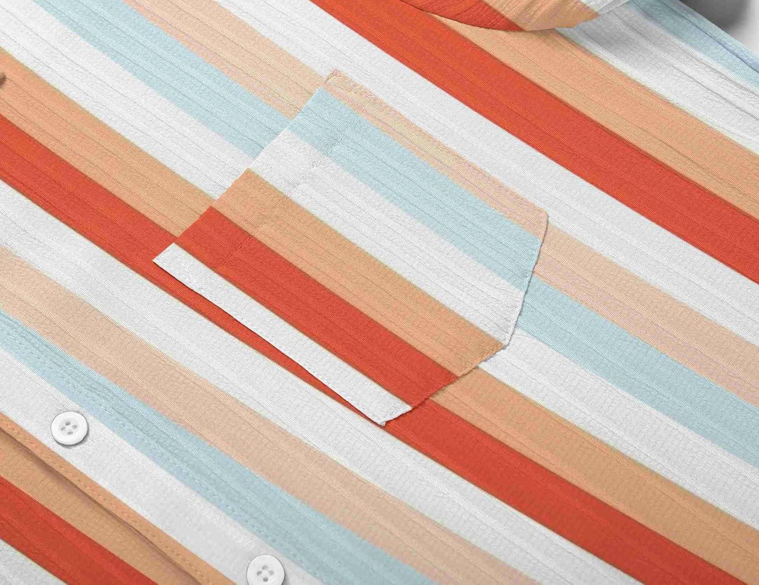 imageCOOFANDY Mens Casual Button Down Shirts Short Sleeve Textured Summer Beach Shirt with PocketRainbow Stripes