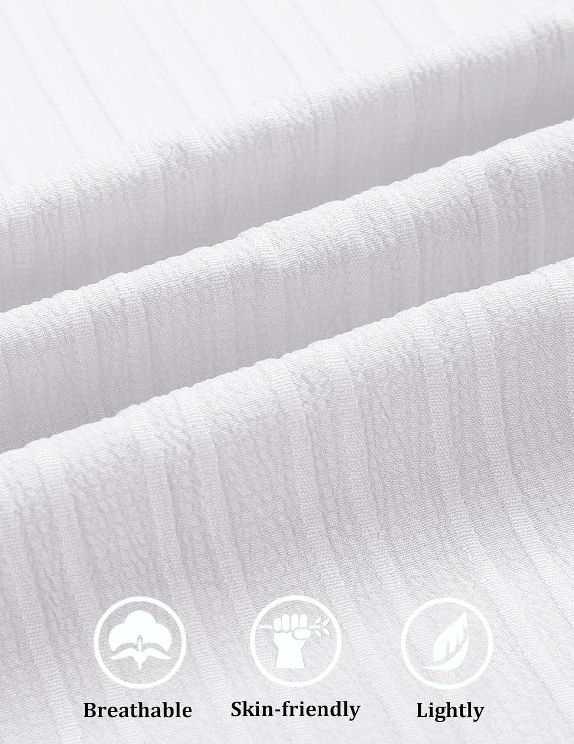 imageCOOFANDY Mens Casual Button Down Shirts Short Sleeve Textured Summer Beach Shirt with PocketWhite