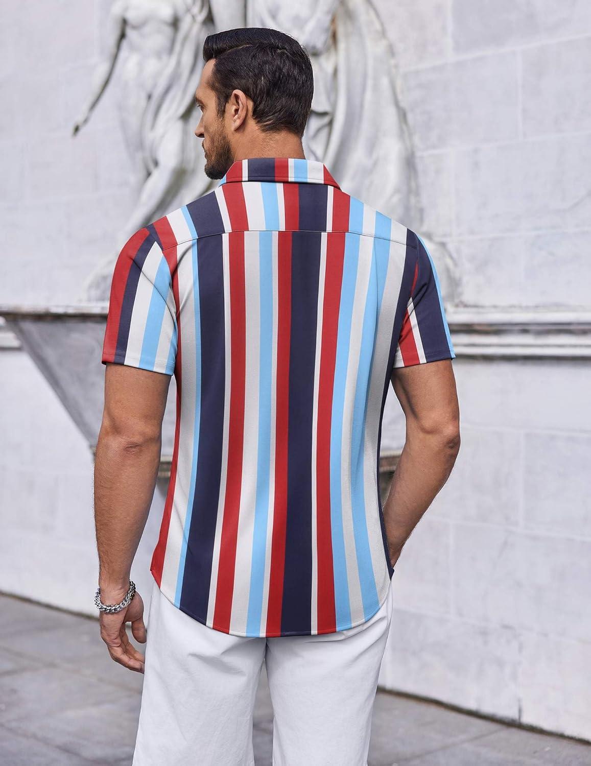 imageCOOFANDY Mens Casual Button Down Short Sleeve Shirts Untucked Wrinkle Free Shirt Stretch Dress Shirts