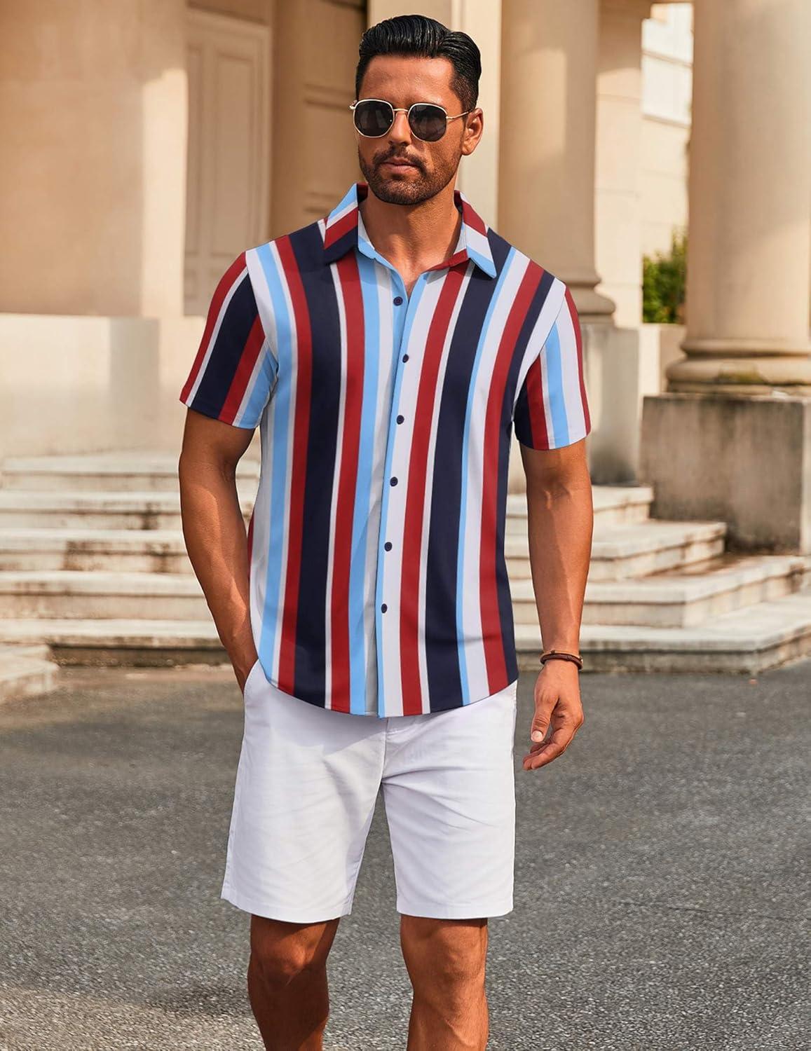 imageCOOFANDY Mens Casual Button Down Short Sleeve Shirts Untucked Wrinkle Free Shirt Stretch Dress Shirts