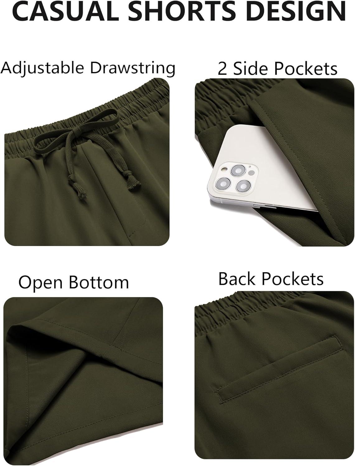 imageCOOFANDY Mens Casual Drawstring Shorts Lightweight Elastic Waist Walking Shorts with PocketsArmy Green