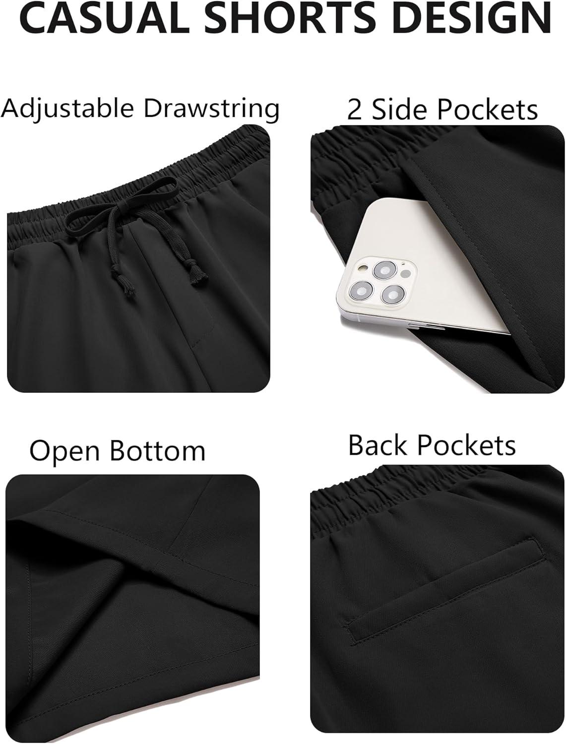 imageCOOFANDY Mens Casual Drawstring Shorts Lightweight Elastic Waist Walking Shorts with PocketsBlack
