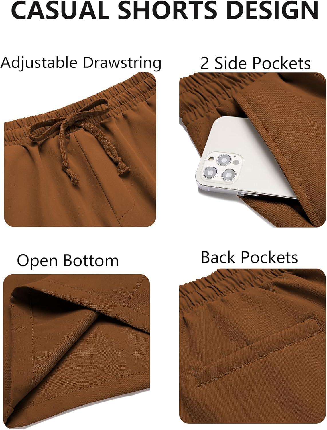 imageCOOFANDY Mens Casual Drawstring Shorts Lightweight Elastic Waist Walking Shorts with PocketsBrown
