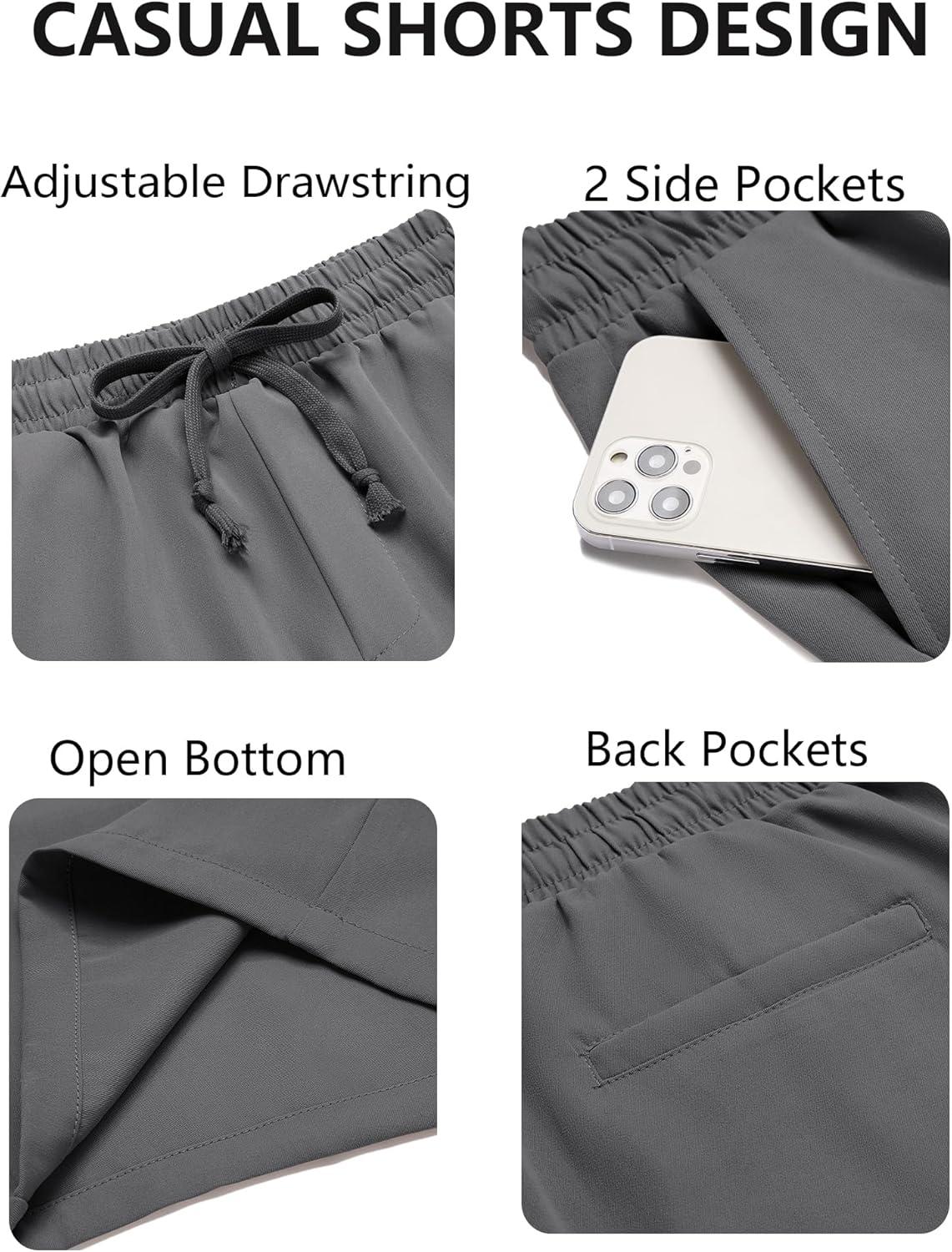 imageCOOFANDY Mens Casual Drawstring Shorts Lightweight Elastic Waist Walking Shorts with PocketsDark Grey