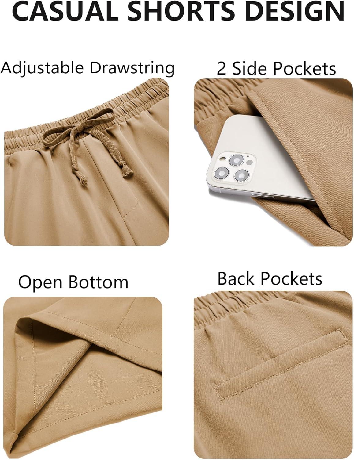 imageCOOFANDY Mens Casual Drawstring Shorts Lightweight Elastic Waist Walking Shorts with PocketsKhaki