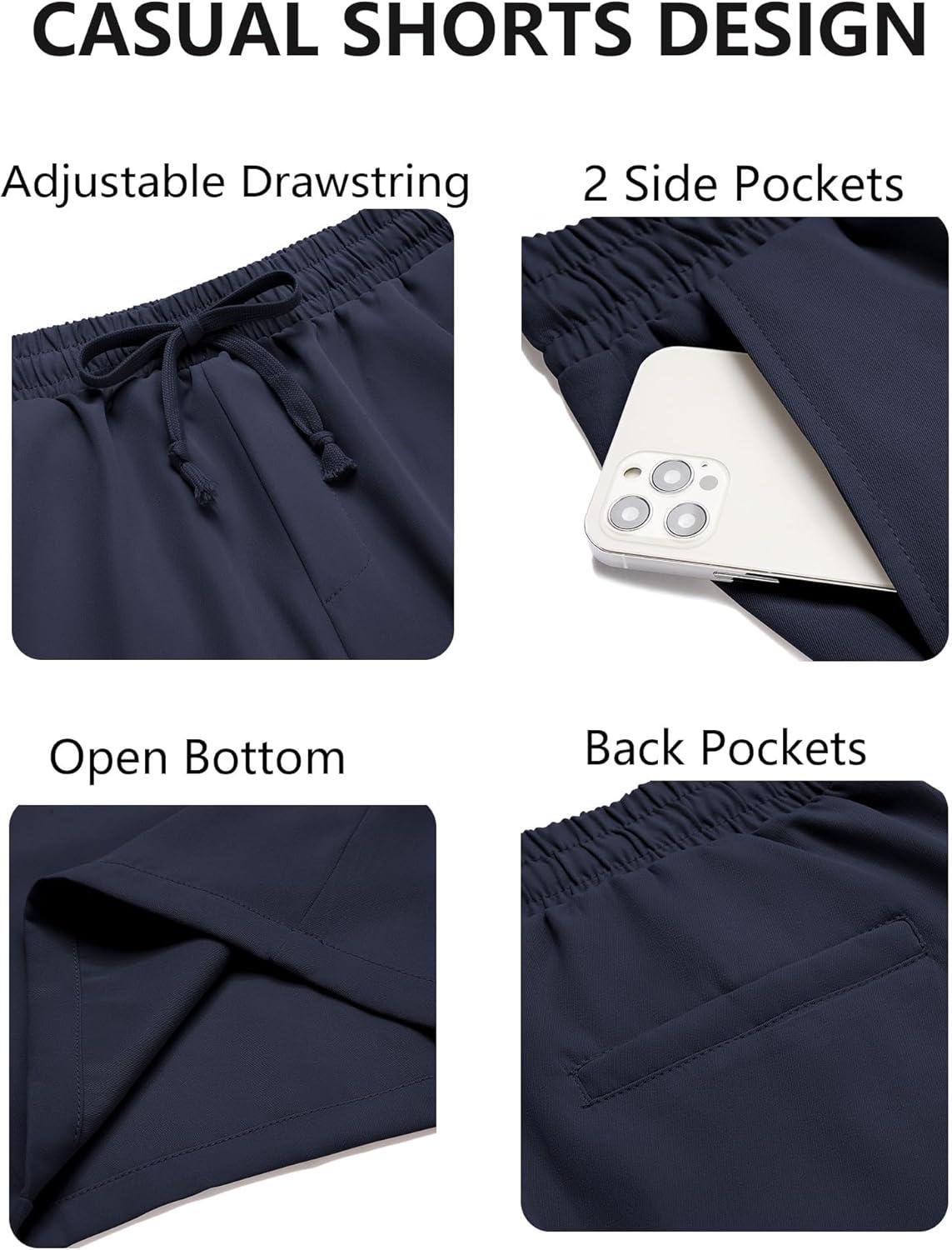 imageCOOFANDY Mens Casual Drawstring Shorts Lightweight Elastic Waist Walking Shorts with PocketsNavy Blue