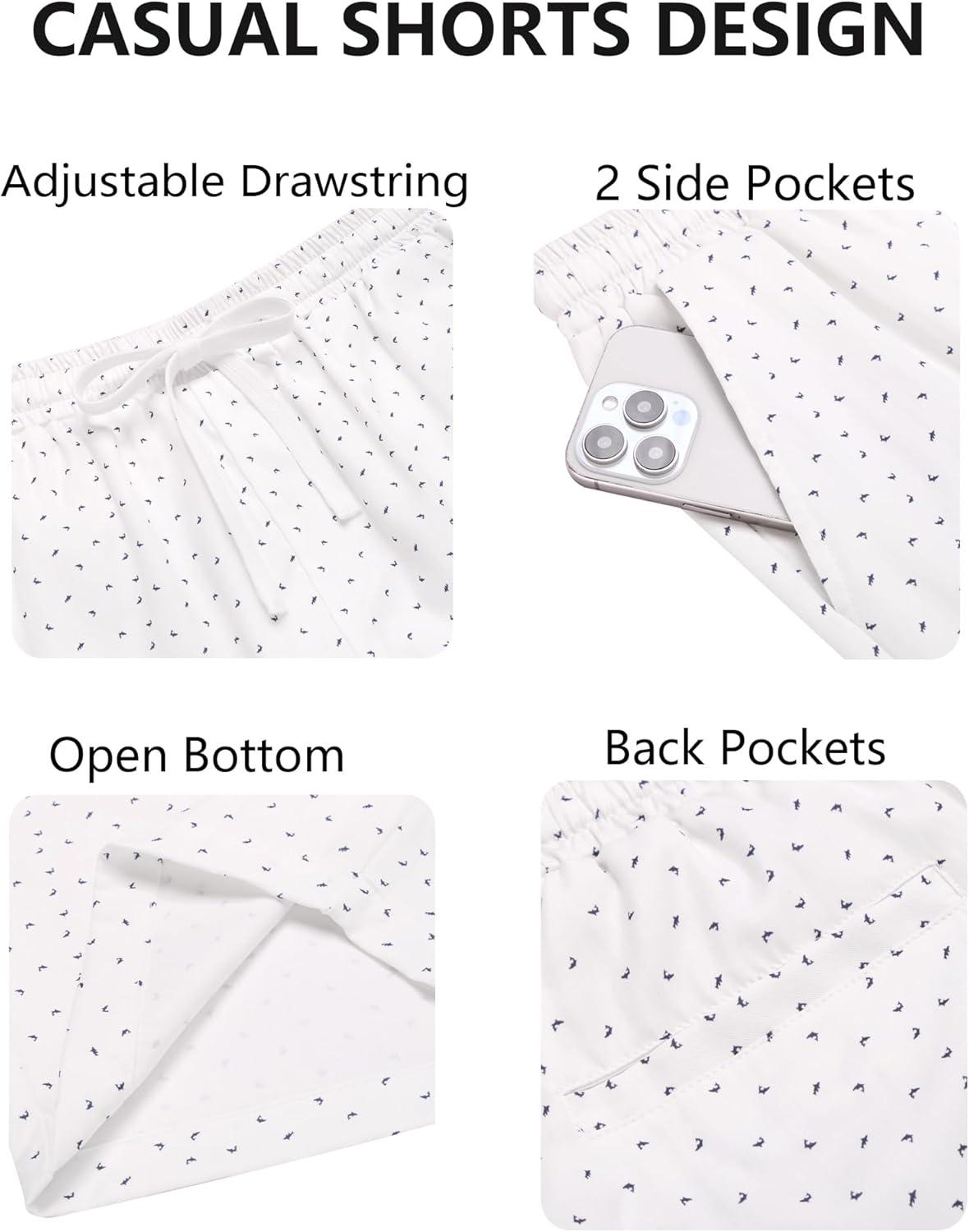 imageCOOFANDY Mens Casual Drawstring Shorts Lightweight Elastic Waist Walking Shorts with PocketsWhite Dolphin