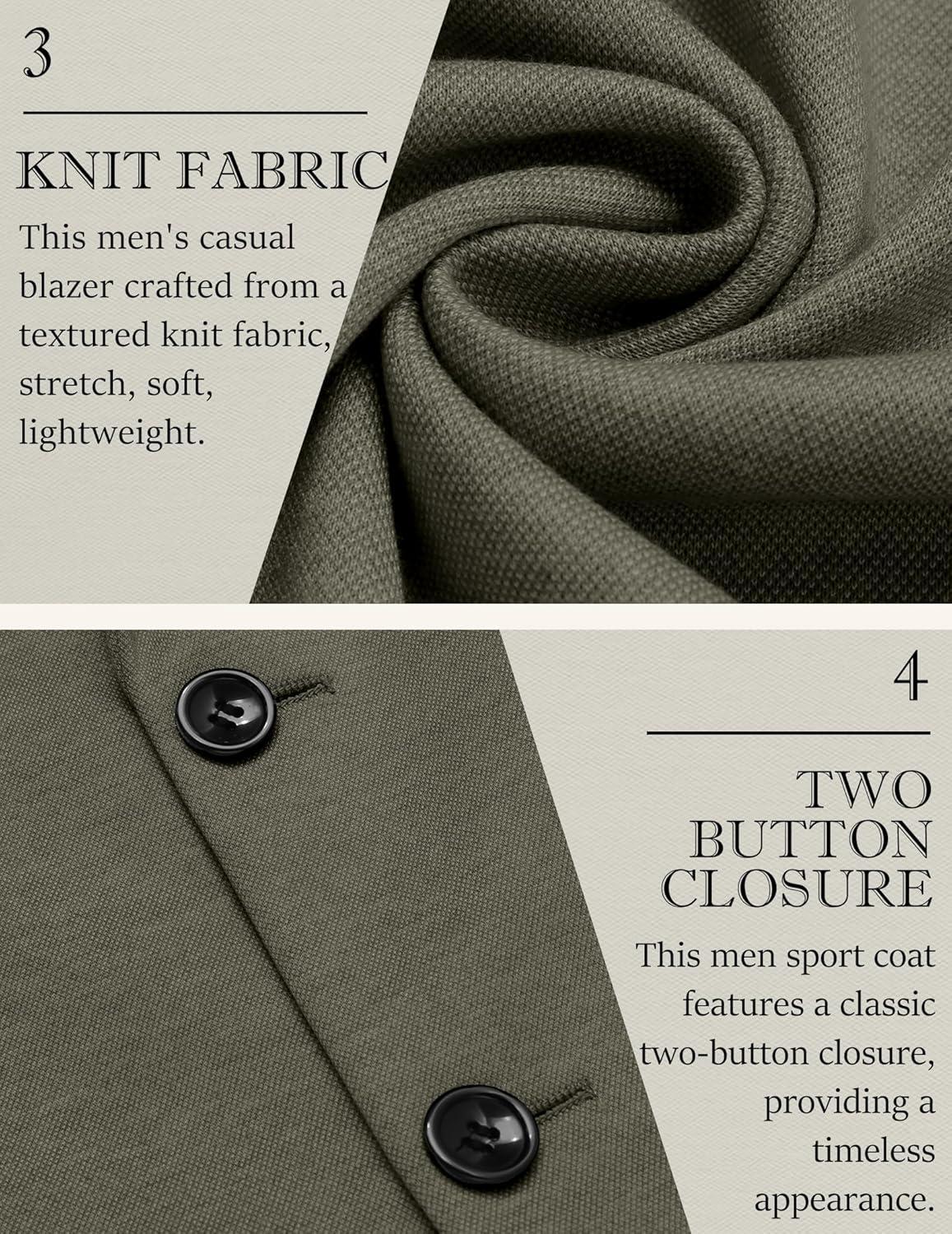 imageCOOFANDY Mens Casual Knit Blazer Slim Fit Lightweight Sport Coat Stretch Two Button Suit JacketArmy Green