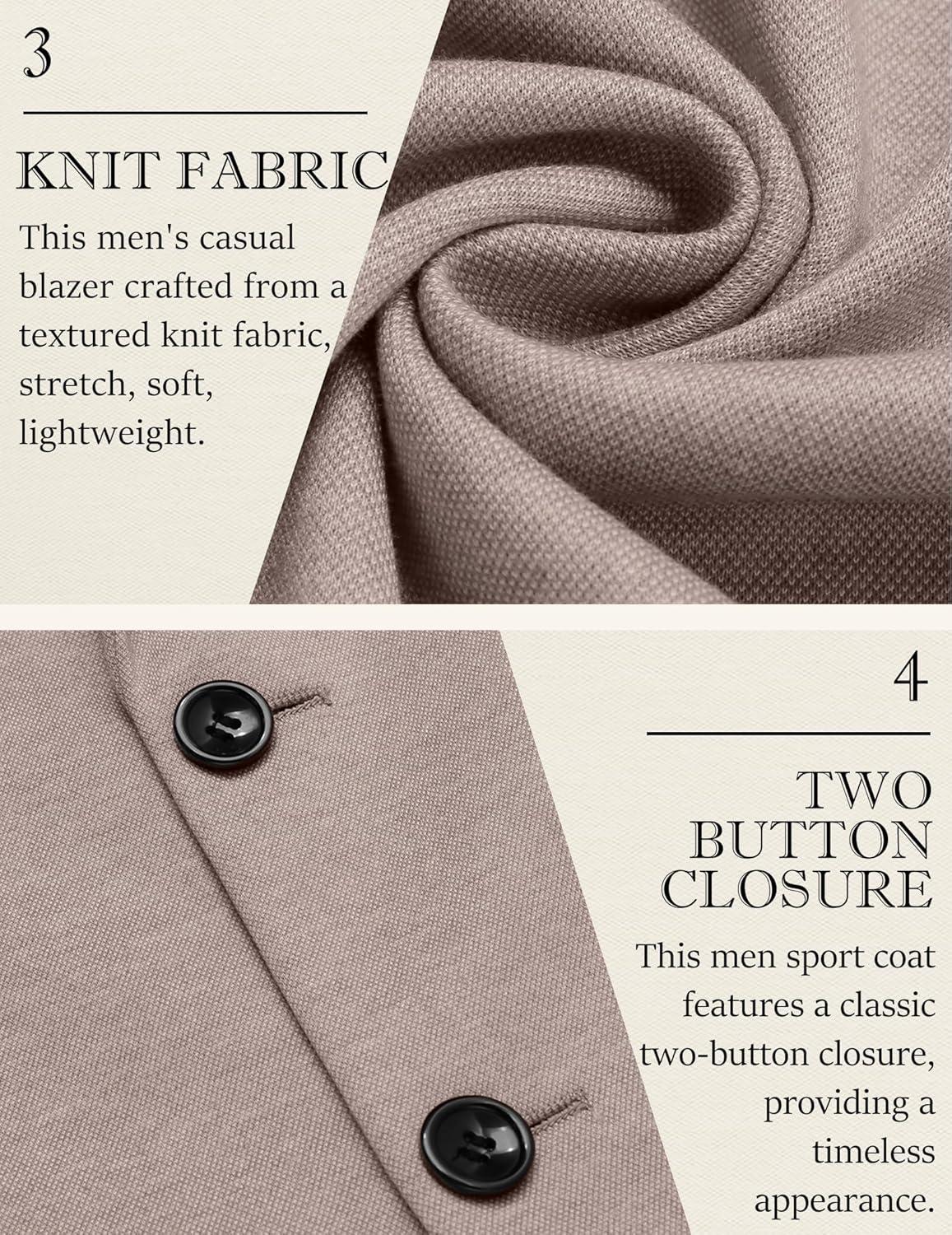 imageCOOFANDY Mens Casual Knit Blazer Slim Fit Lightweight Sport Coat Stretch Two Button Suit JacketKhaki