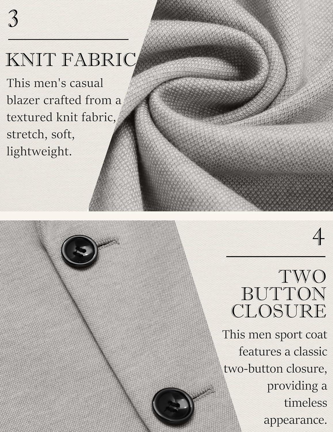 imageCOOFANDY Mens Casual Knit Blazer Slim Fit Lightweight Sport Coat Stretch Two Button Suit JacketLight Grey