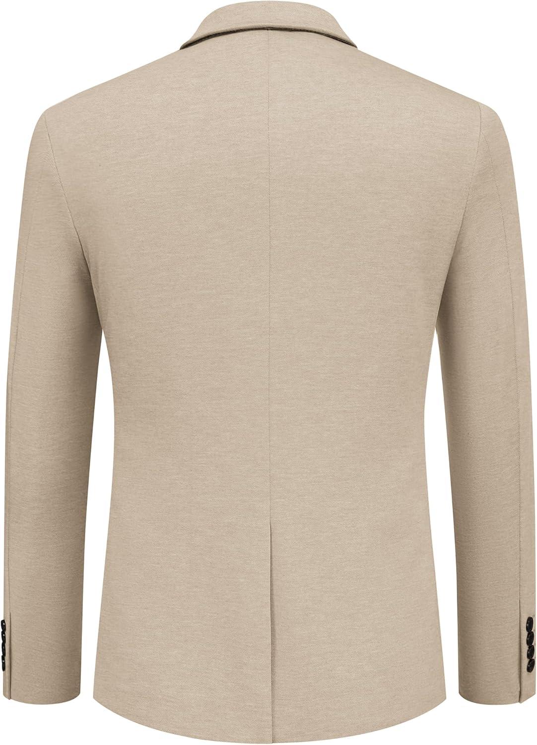 imageCOOFANDY Mens Casual Knit Blazer Two Button Lightweight Sport Coats Suit Jacket02light Khaki