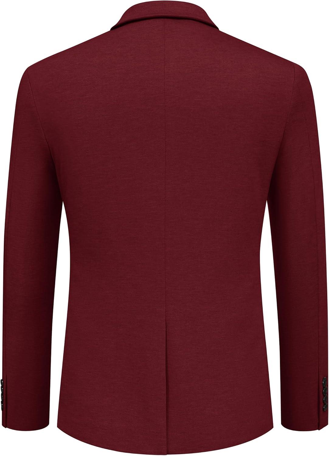 imageCOOFANDY Mens Casual Knit Blazer Two Button Lightweight Sport Coats Suit JacketWine Red