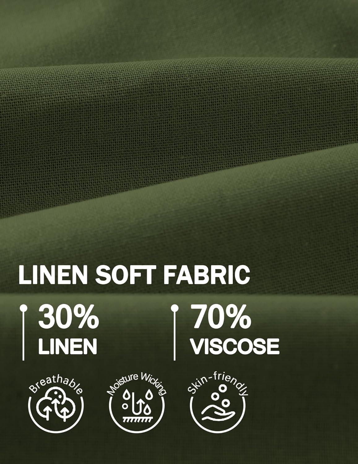 imageCOOFANDY Mens Casual Linen Shorts Elastic Waist Drawstring Loose Fit Summer Beach Vacation Shorts with PocketsArmy Green