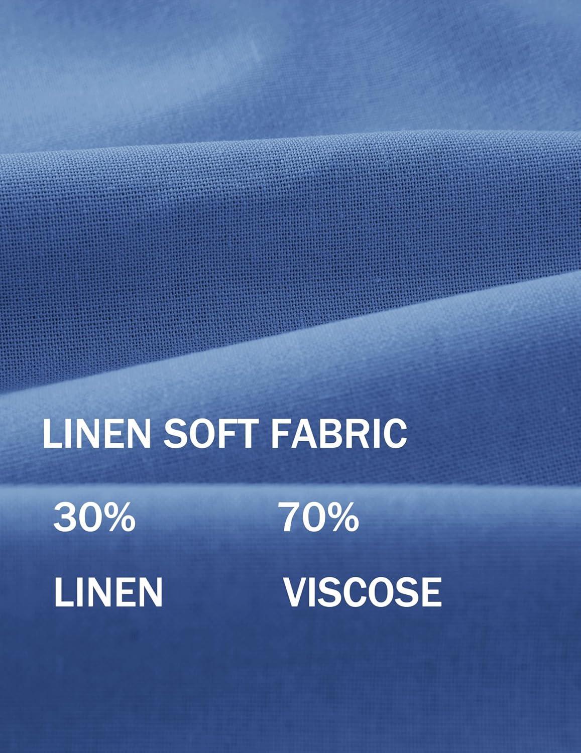 imageCOOFANDY Mens Casual Linen Shorts Elastic Waist Drawstring Loose Fit Summer Beach Vacation Shorts with PocketsBlue