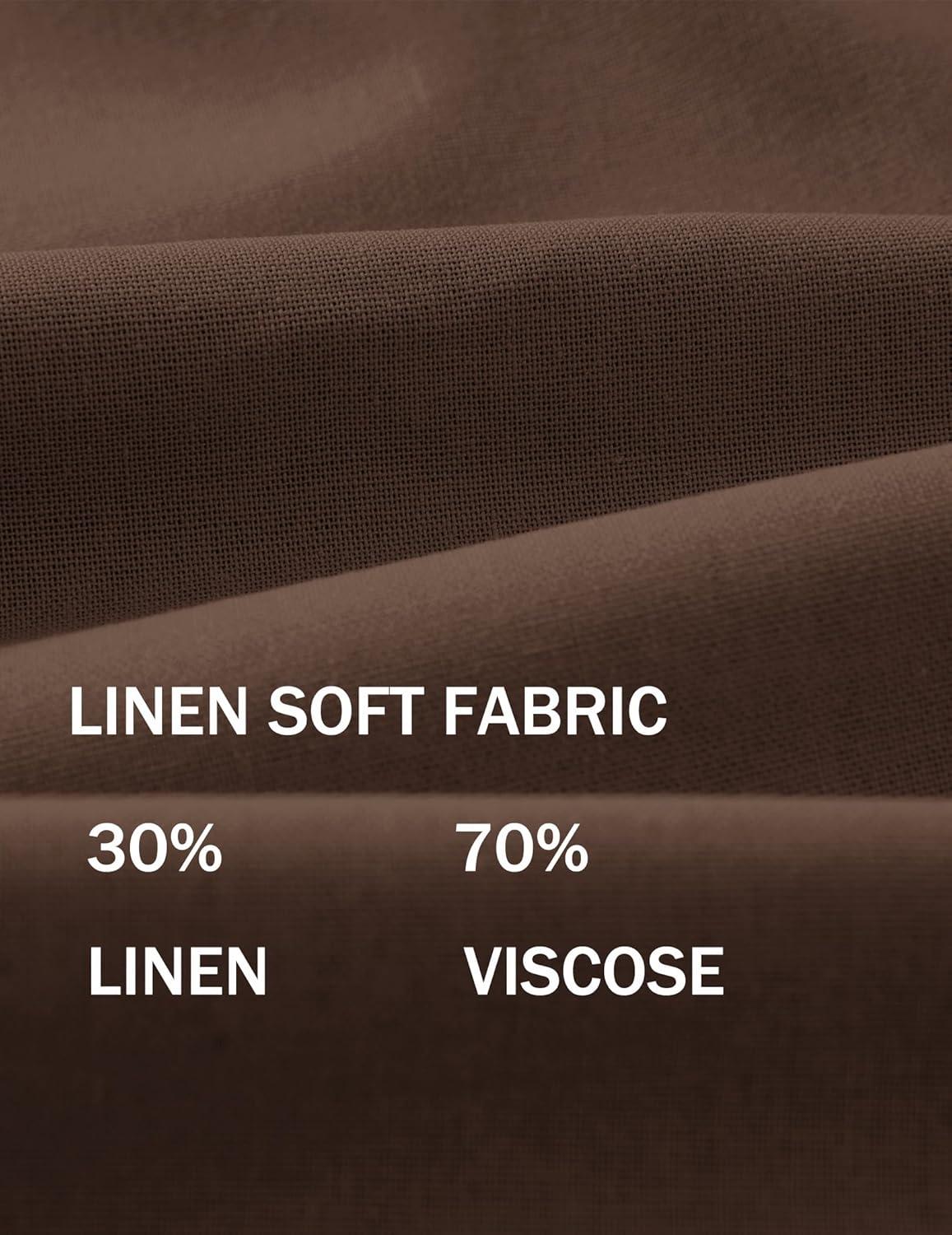 imageCOOFANDY Mens Casual Linen Shorts Elastic Waist Drawstring Loose Fit Summer Beach Vacation Shorts with PocketsBrown