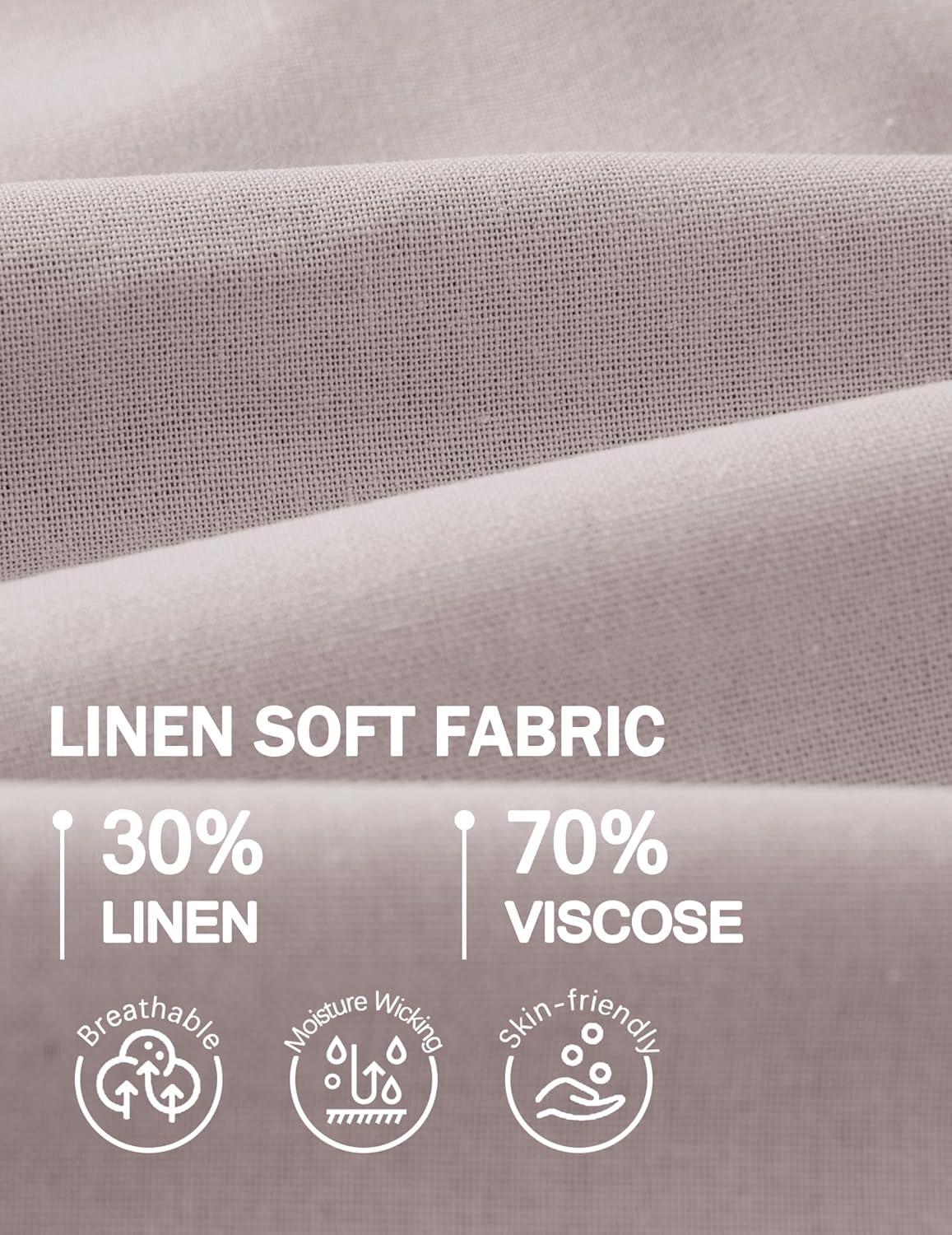 imageCOOFANDY Mens Casual Linen Shorts Elastic Waist Drawstring Loose Fit Summer Beach Vacation Shorts with PocketsLight Grey