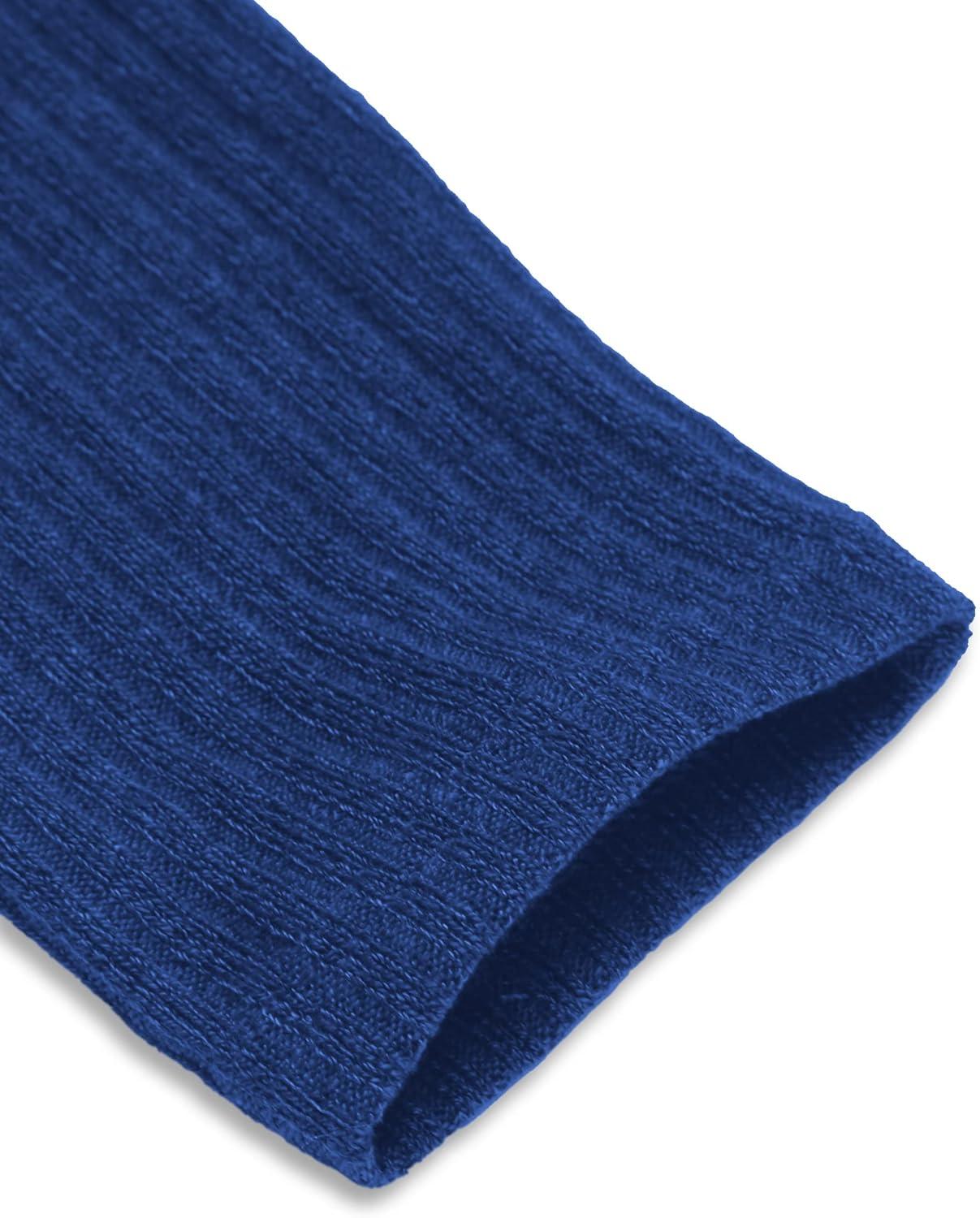 imageCOOFANDY Mens Casual Polo Shirts Long Sleeve Textured Knit Tee Shirt Wrok TshirtsRoyal Blue